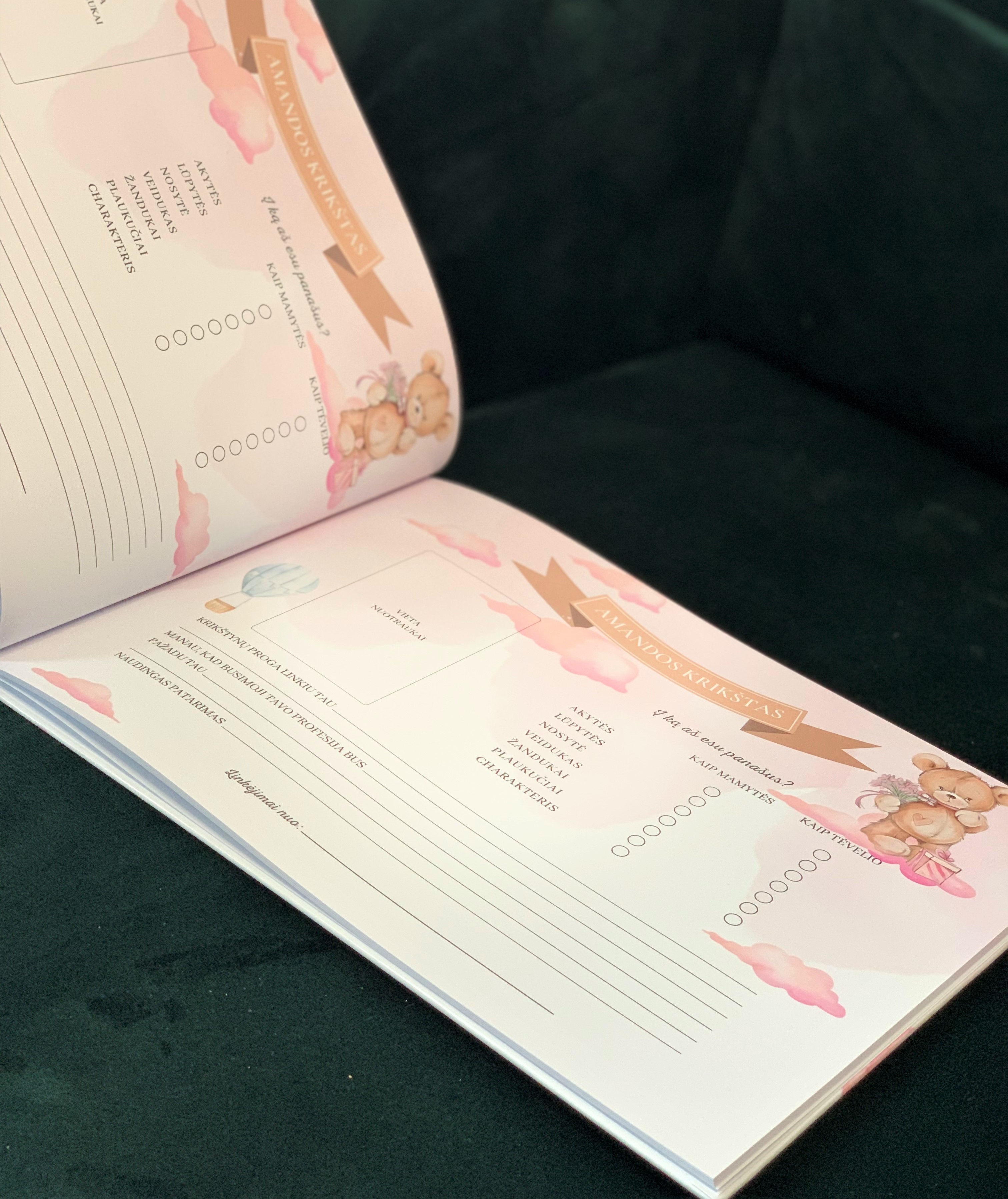 BEAR GIRL Baptism Guestbook