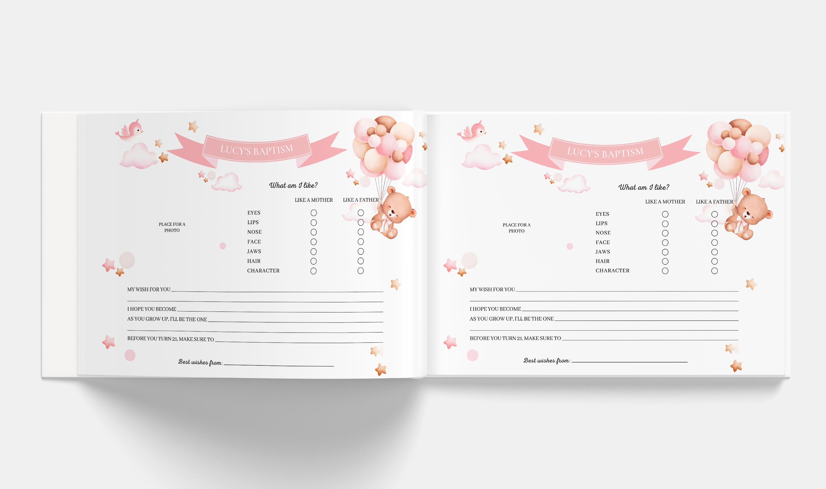TWINS BABY BEAR Baptism Guestbooks
