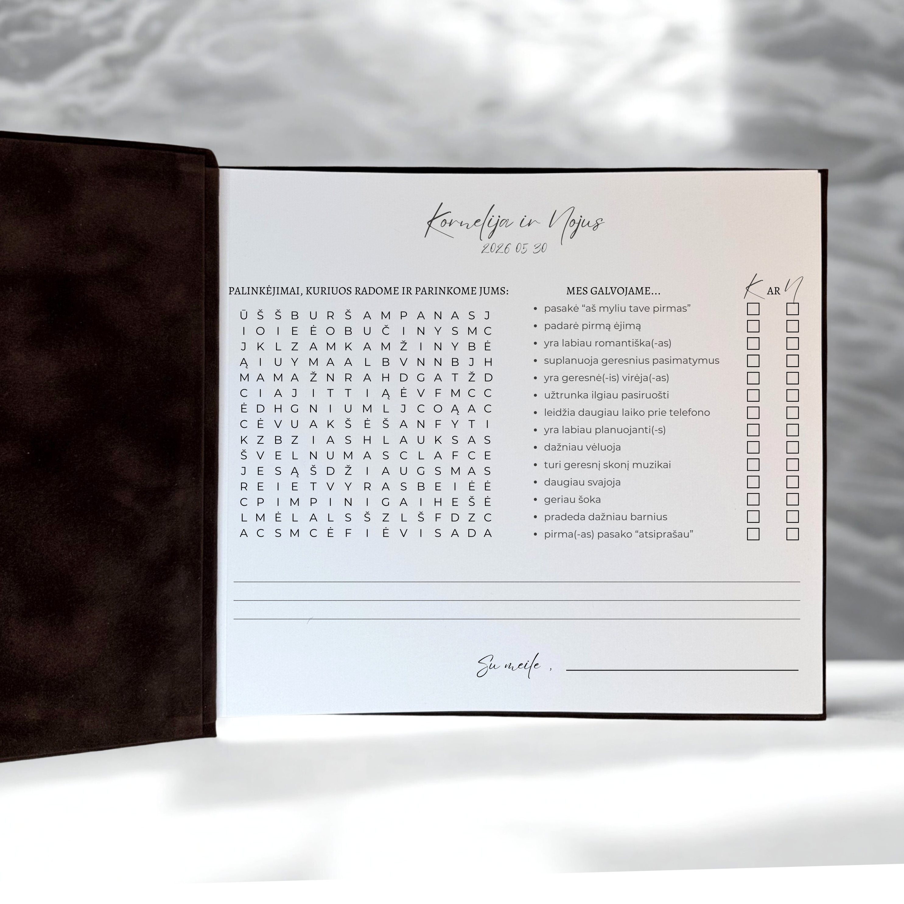 OUR LOVE Vestuvių palinkėjimų knyga