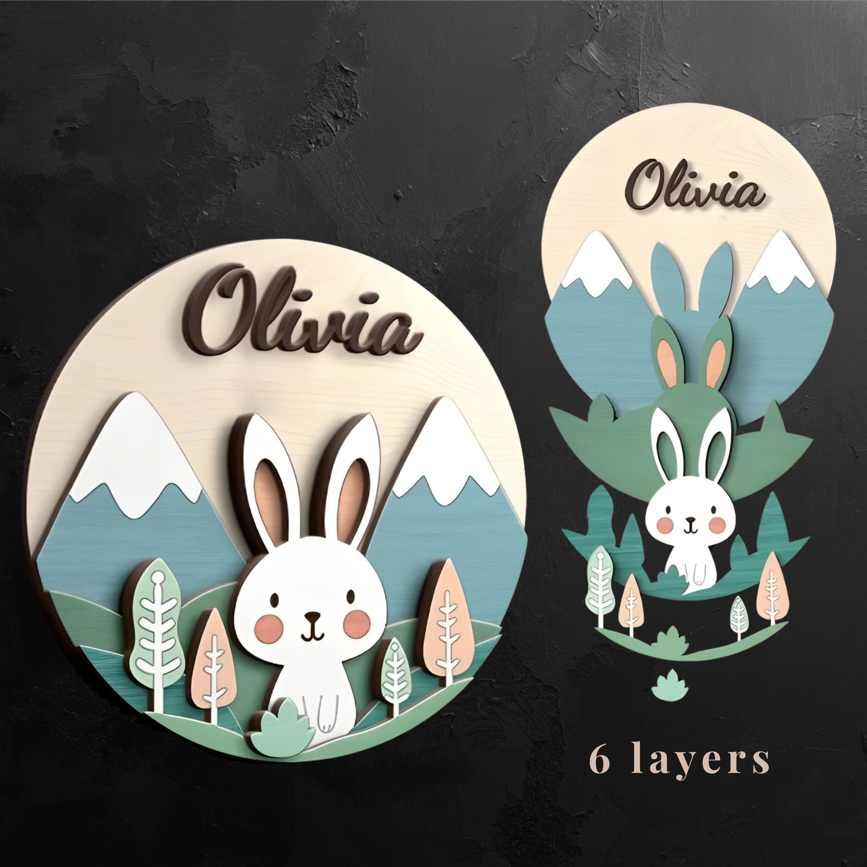 HARE 3D Personalized Kids Room Name Sign