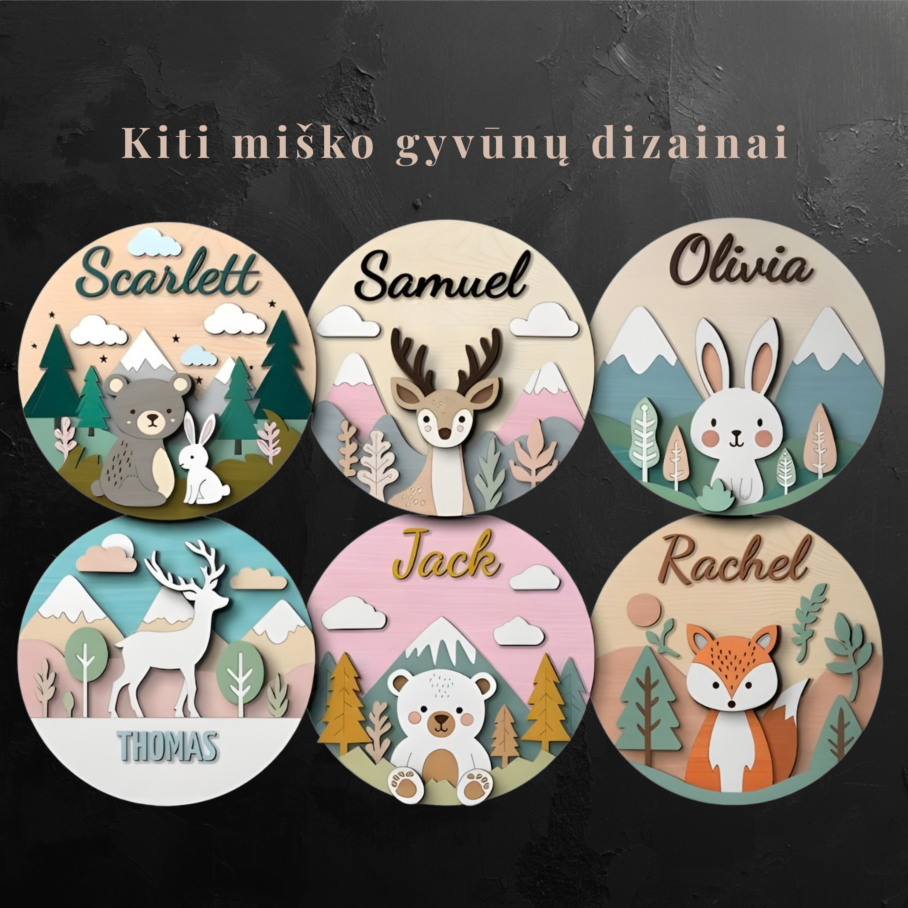 WHITE DEER 3D vardinis vaiko kambario dekoras