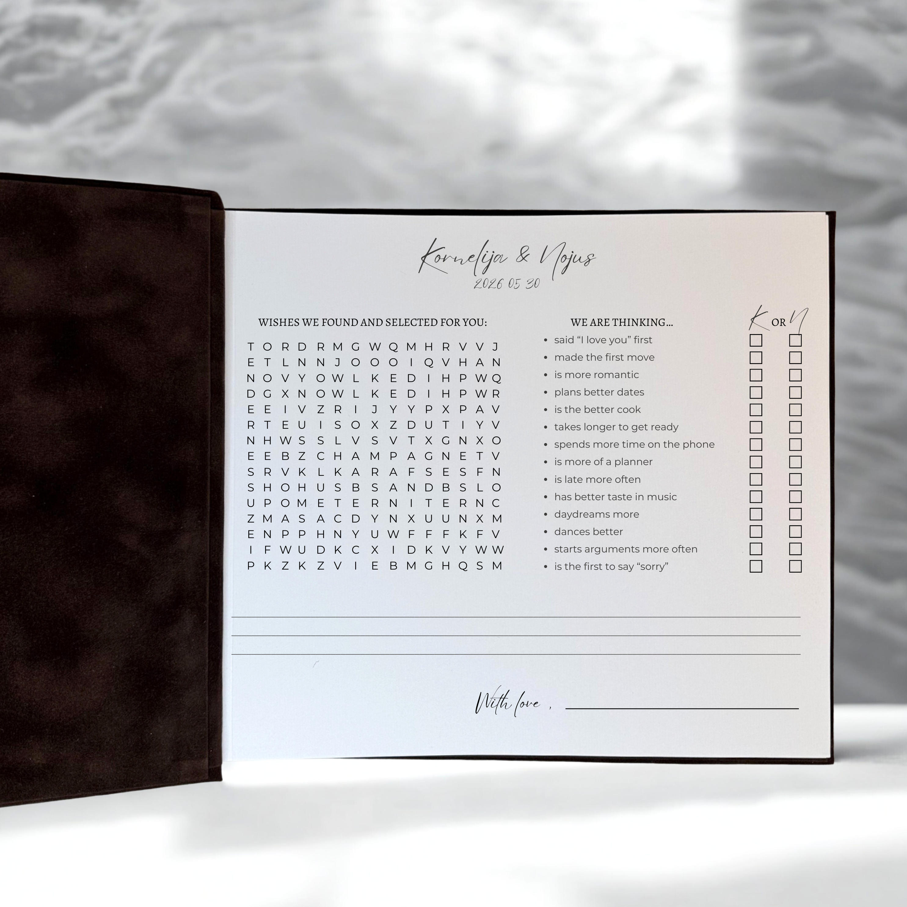 OUR LOVE Wedding Wishes Book