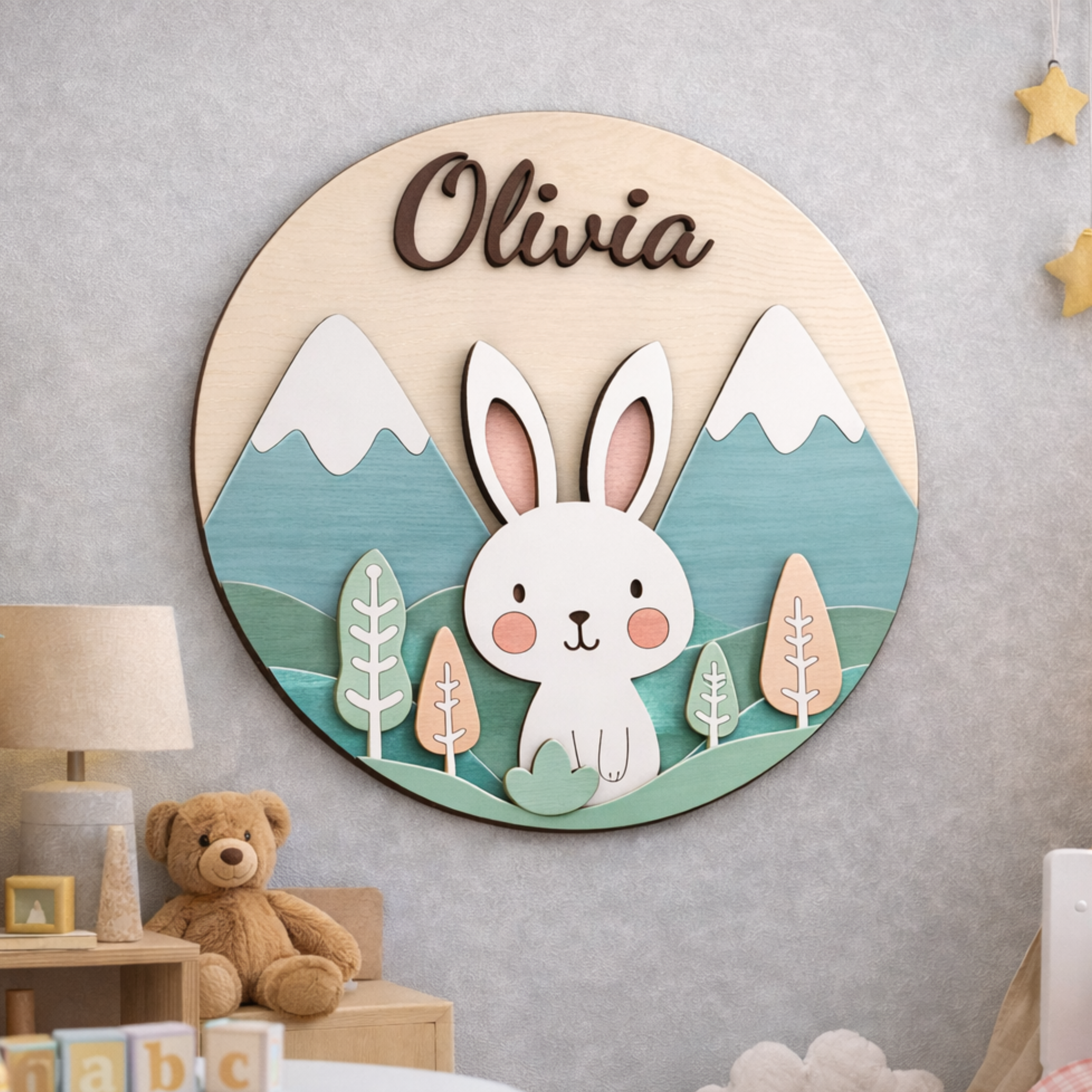 HARE 3D vardinis vaiko kambario dekoras