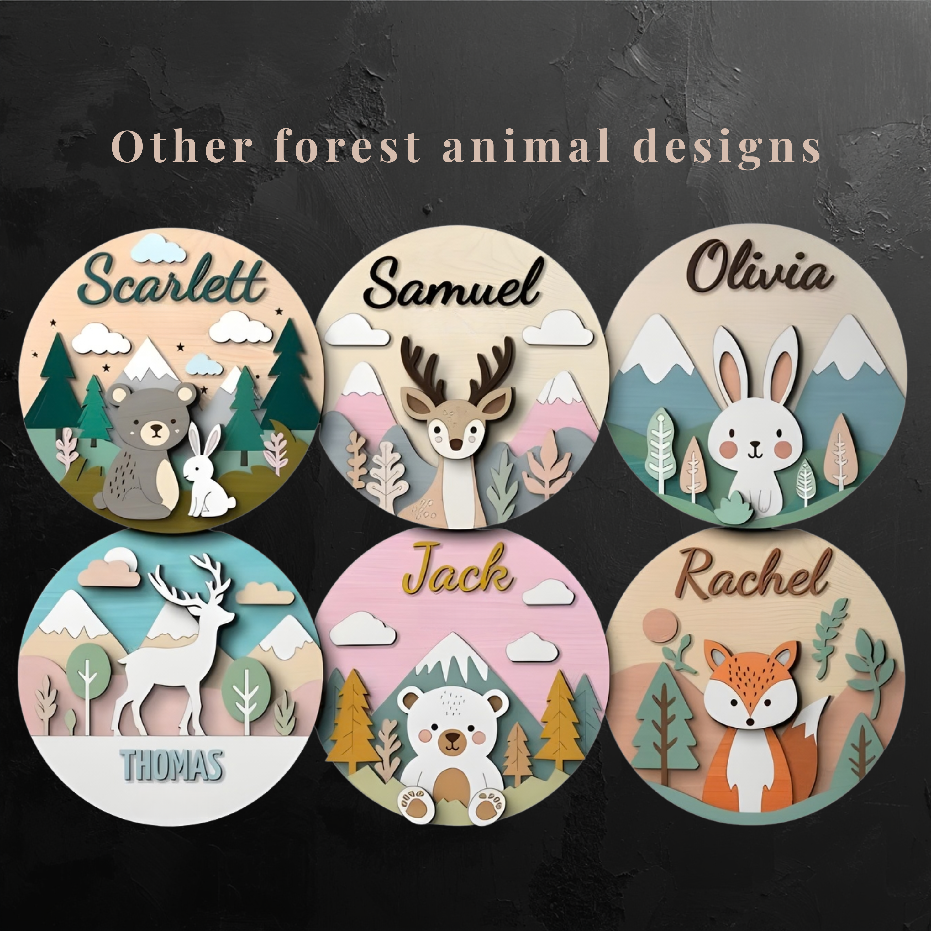 WHITE DEER 3D Personalized Kids Room Name Sign