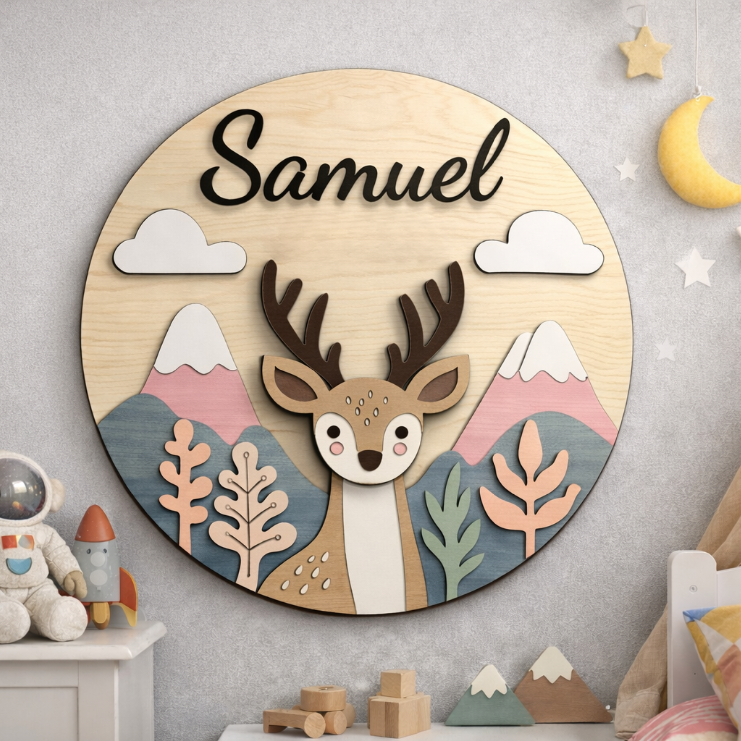 BROWN DEAR 3D vardinis vaiko kambario dekoras