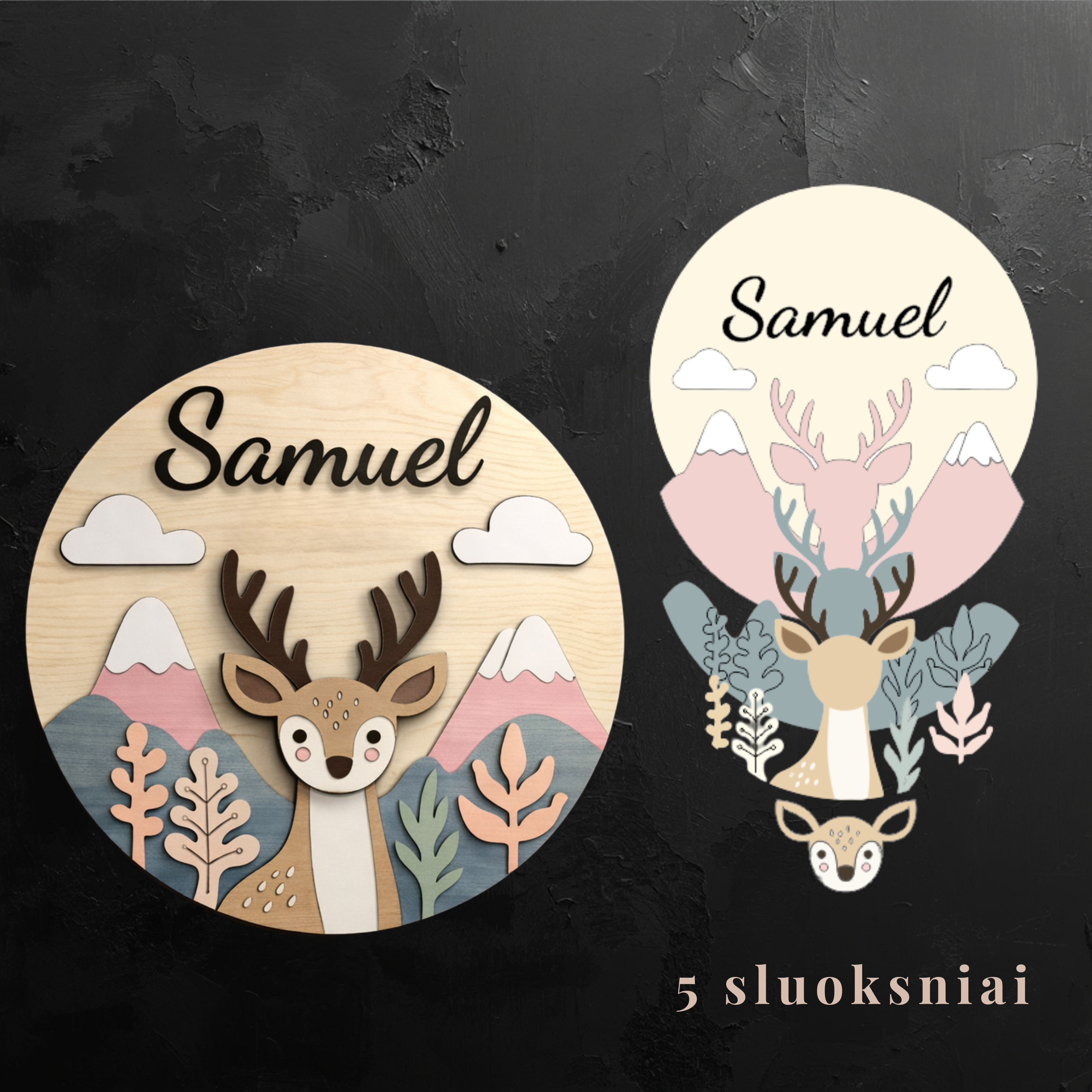 BROWN DEAR 3D vardinis vaiko kambario dekoras