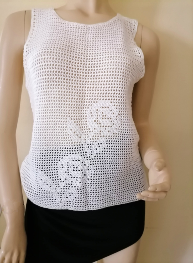 Handmade crochet flower tank top