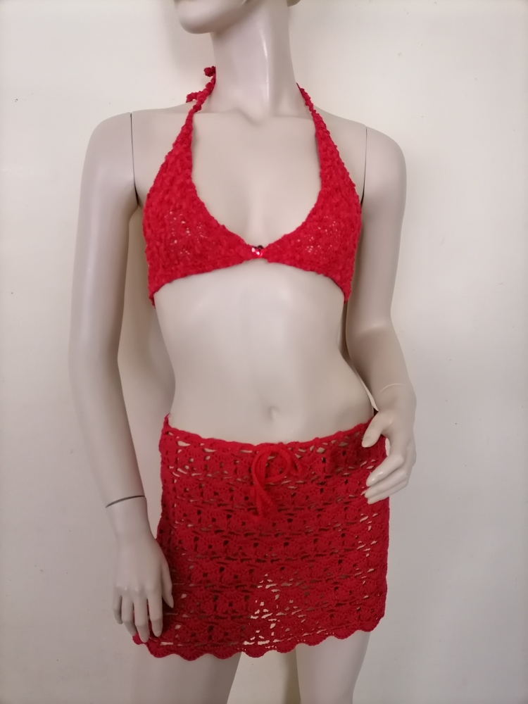 Red crochet skirt