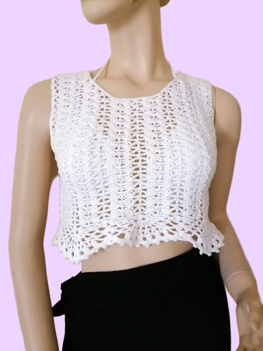 Handmade crochet crop top white