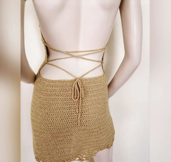 Crochet dress "Dripped in Gold"