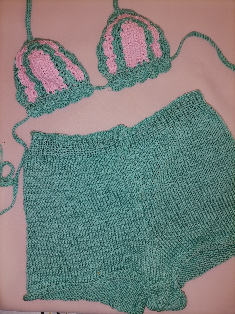 Bikini top and matching shorts