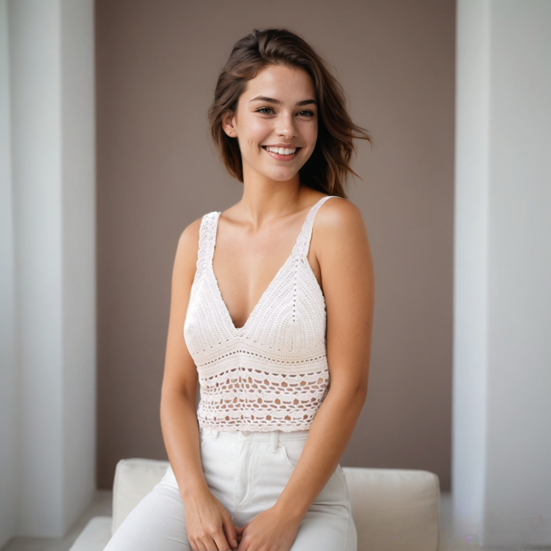 White Crochet Top 