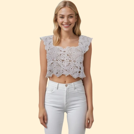 White Crochet Lace Crop Top