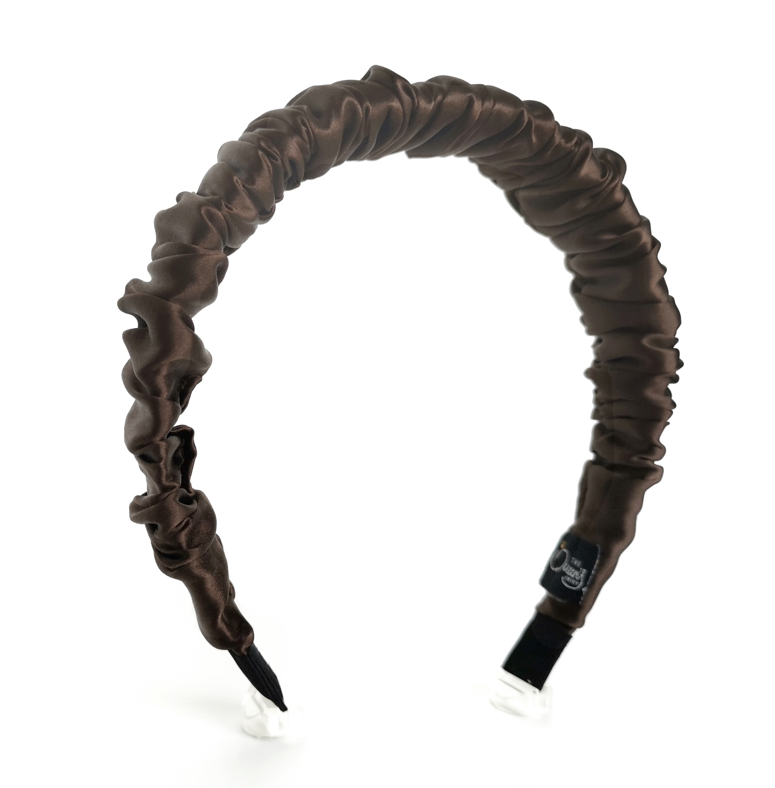 Plaukų lankelis - rauktas, natūralaus šilko. ŠOKOLADINIS