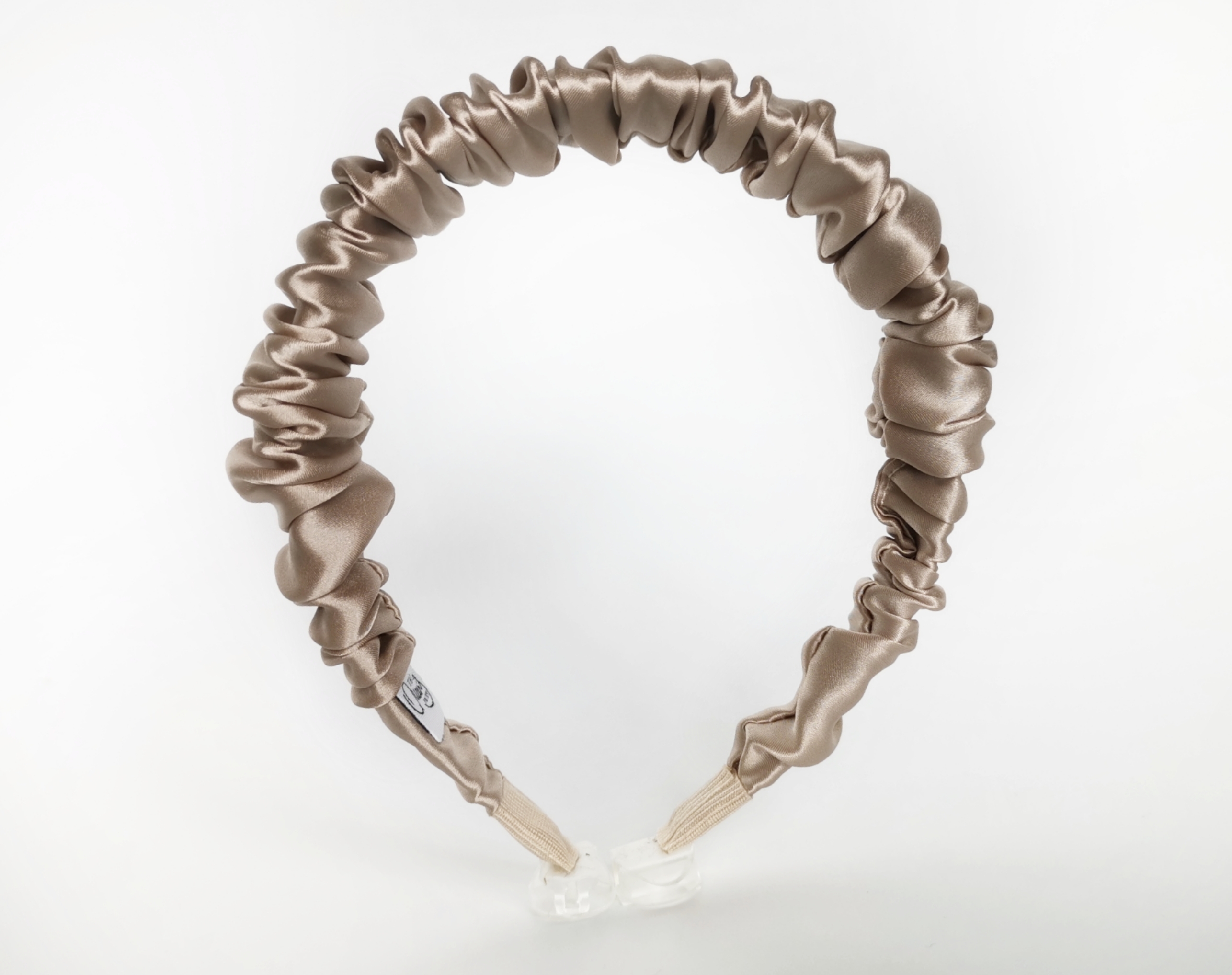 Plaukų lankelis - rauktas, natūralaus šilko. KAKAVINIS