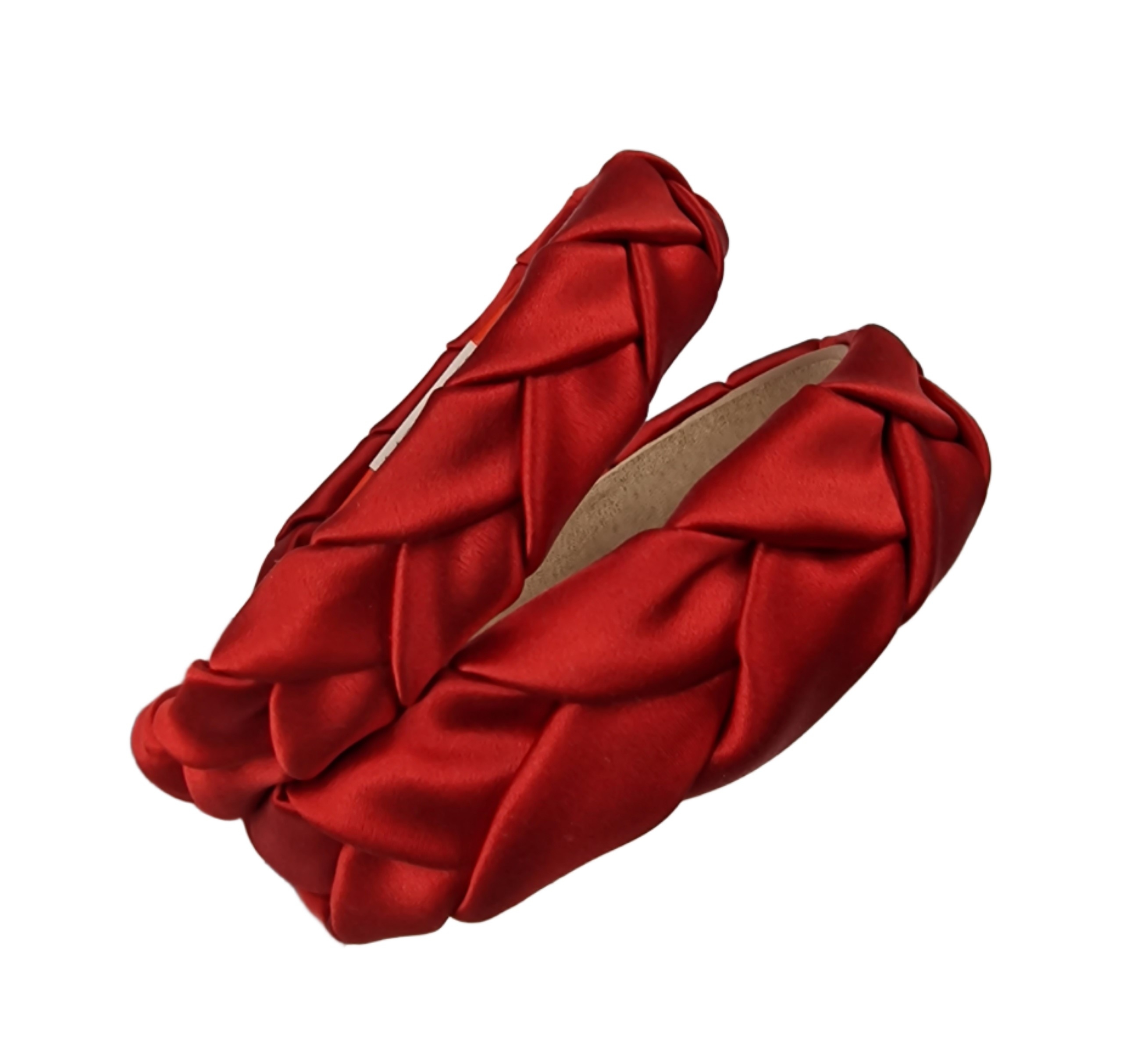 Plaukų lankelis - pintas, natūralaus šilko. Raudonas