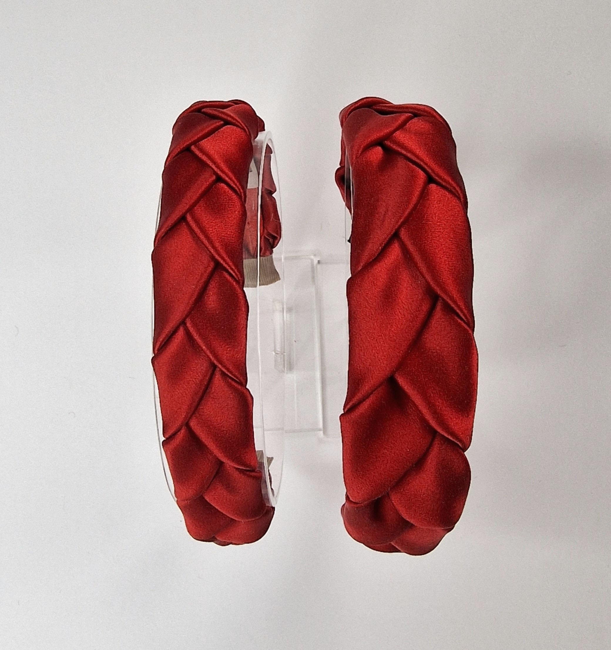 Plaukų lankelis - pintas, natūralaus šilko. Raudonas