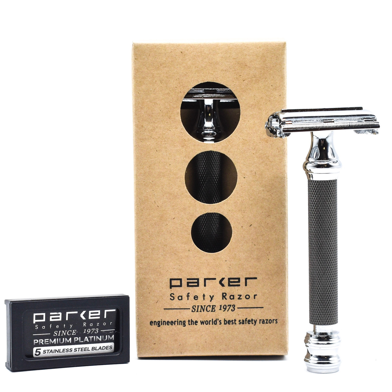 Parker 76R Heavyweight Graphite Butterfly Open Safety Razor