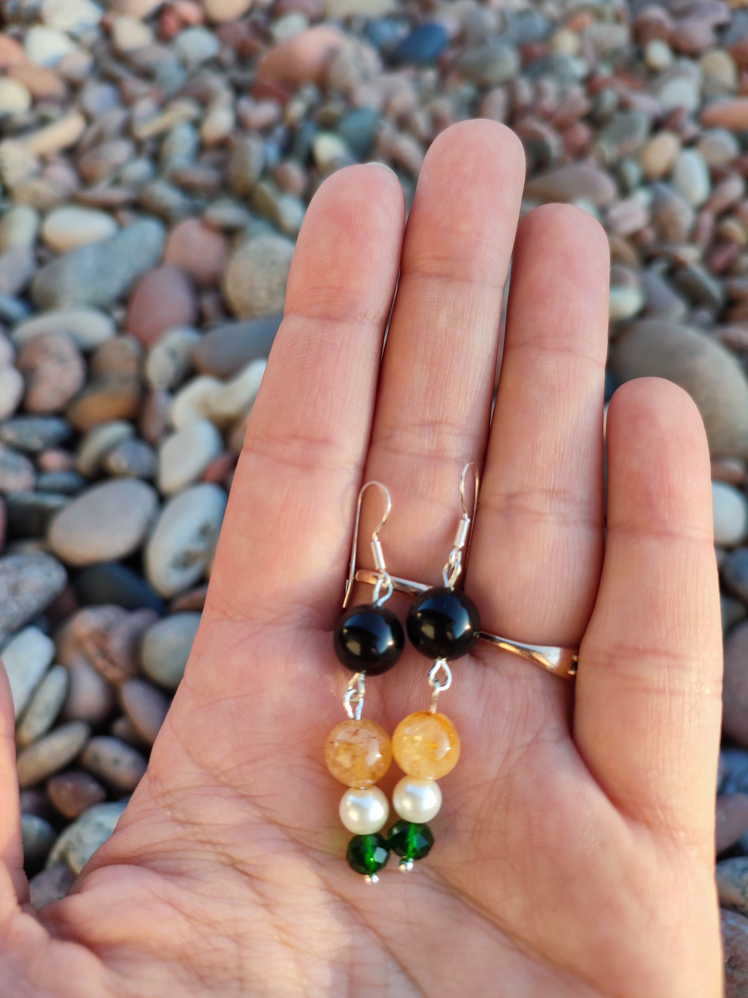 Rankų darbo auskarai "Deivės džiaugsmas 2" + AFIRMACIJA