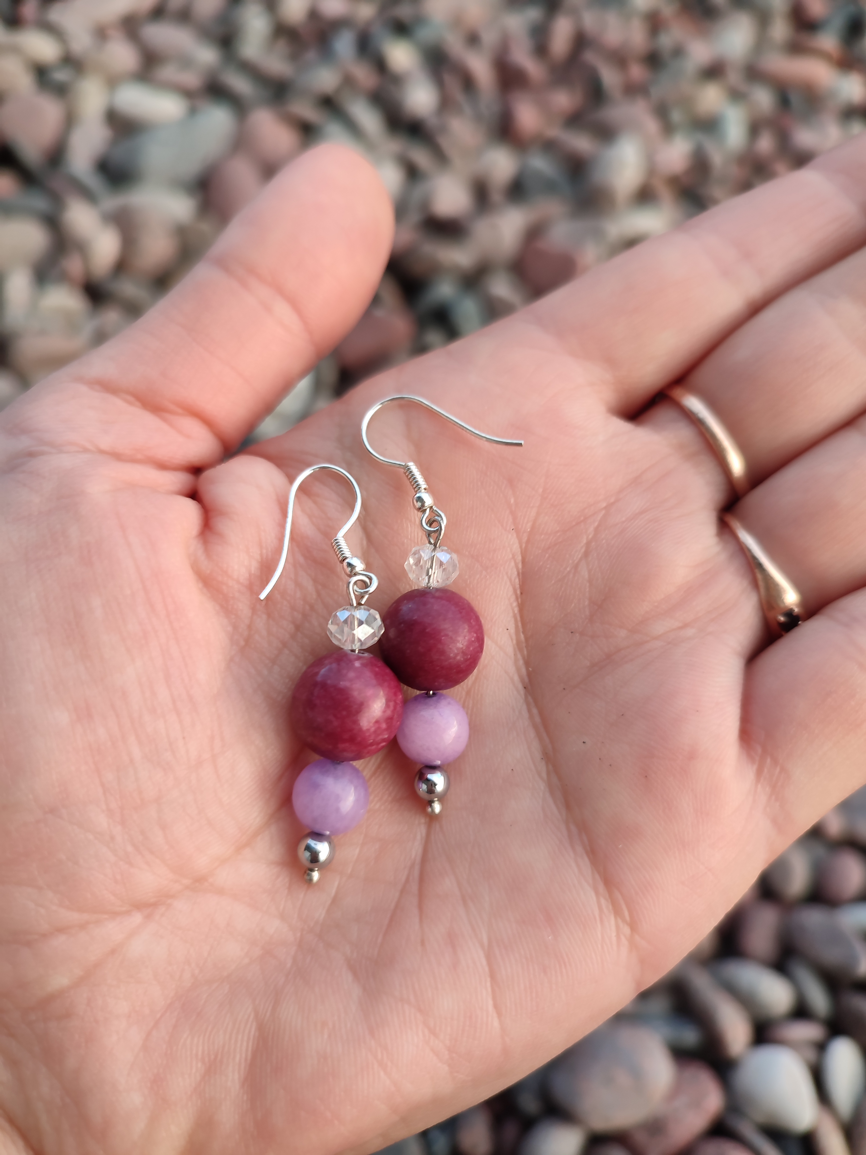 Rankų darbo auskarai "Dėmesys" + AFIRMACIJA