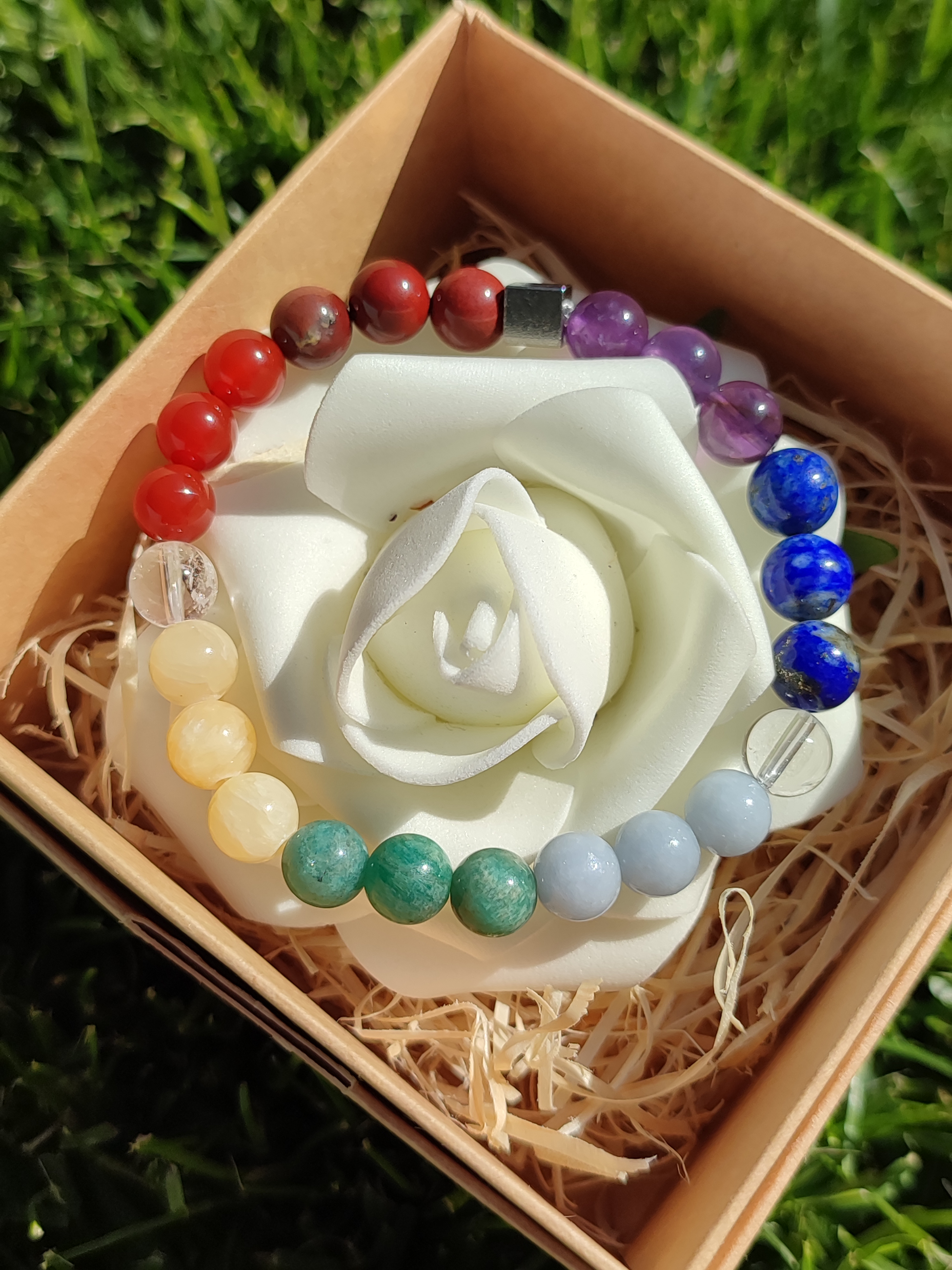 Rankų darbo apyrankė "7 čakros" + AFIRMACIJA