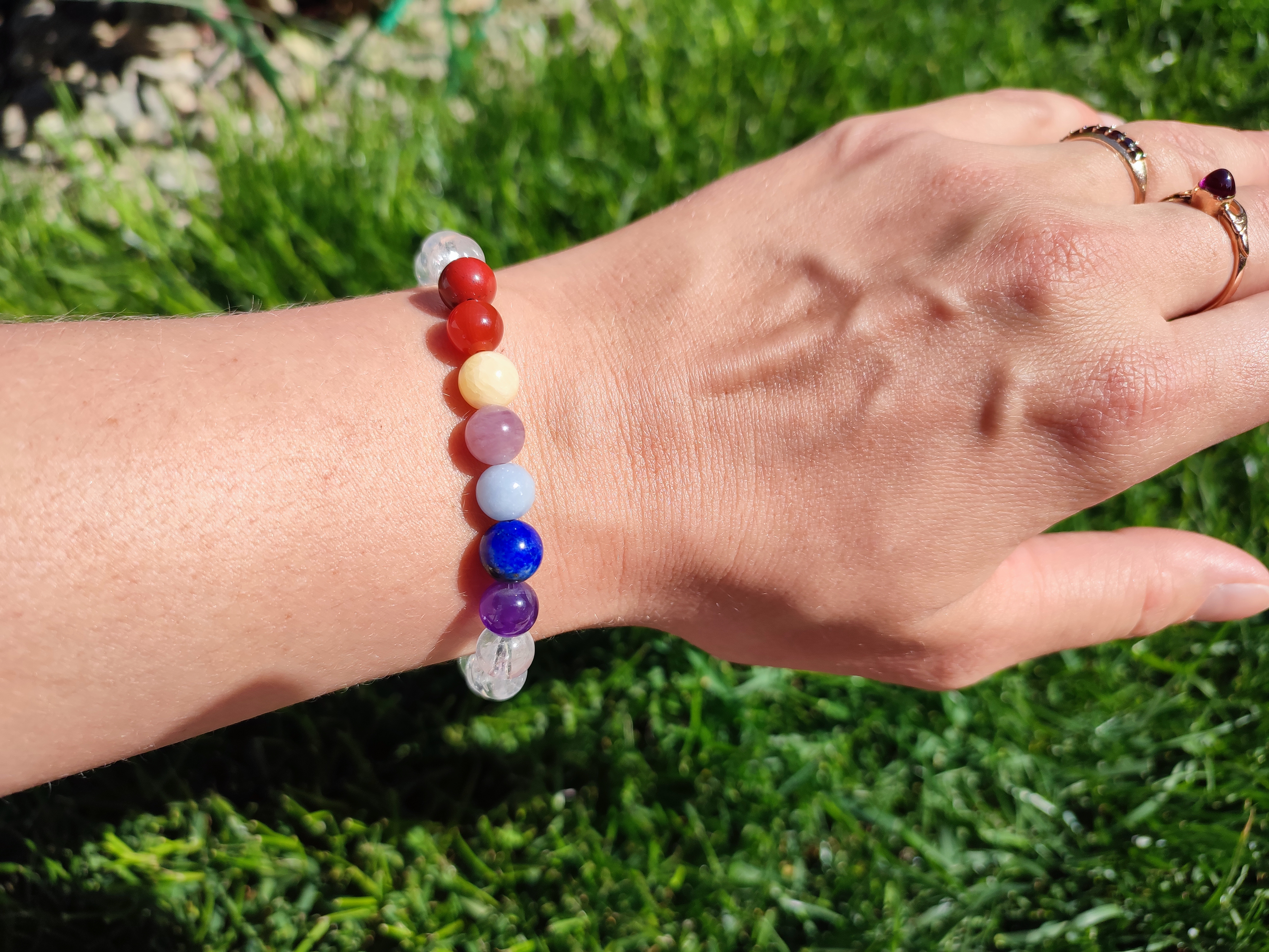 Rankų darbo apyrankė "7 čakros" + AFIRMACIJA