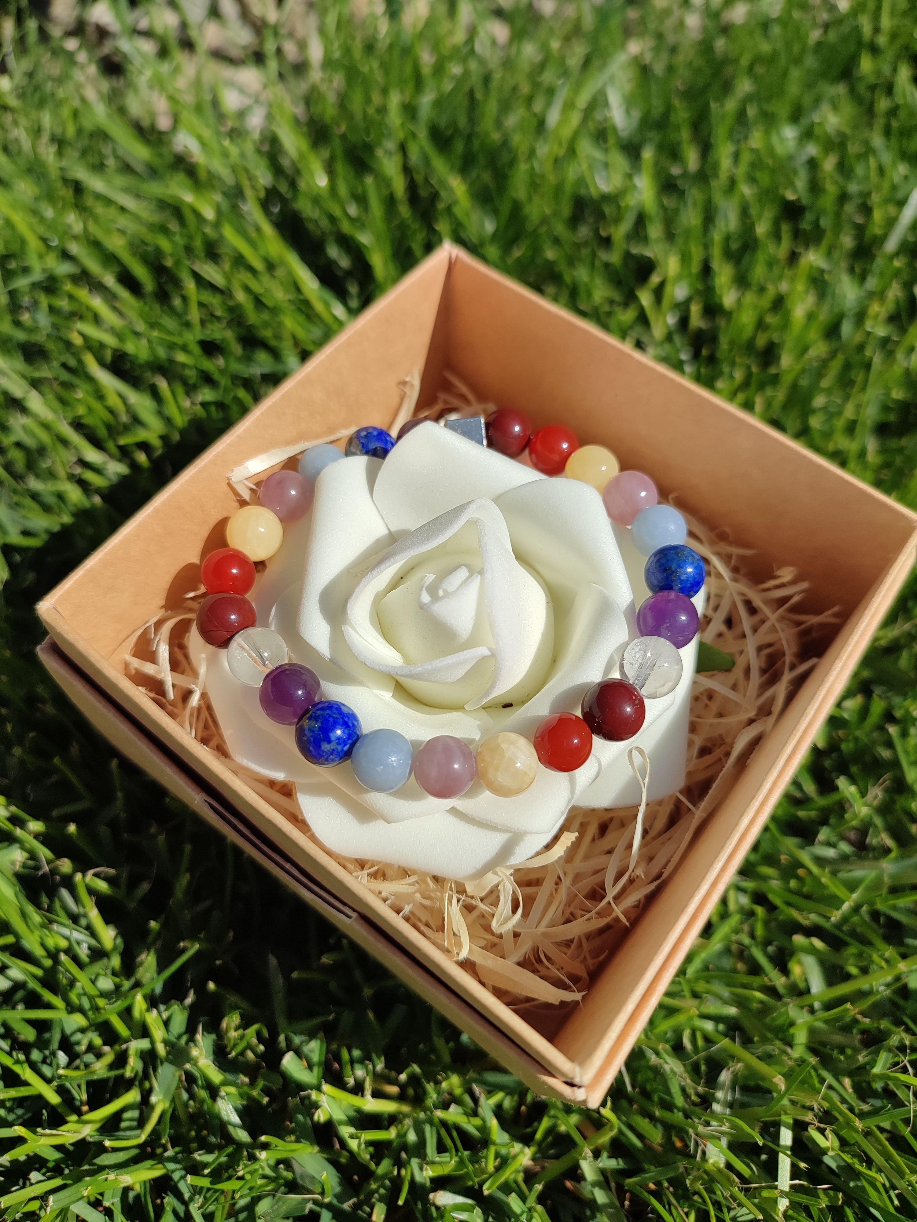 Rankų darbo apyrankė "7 čakros" + AFIRMACIJA