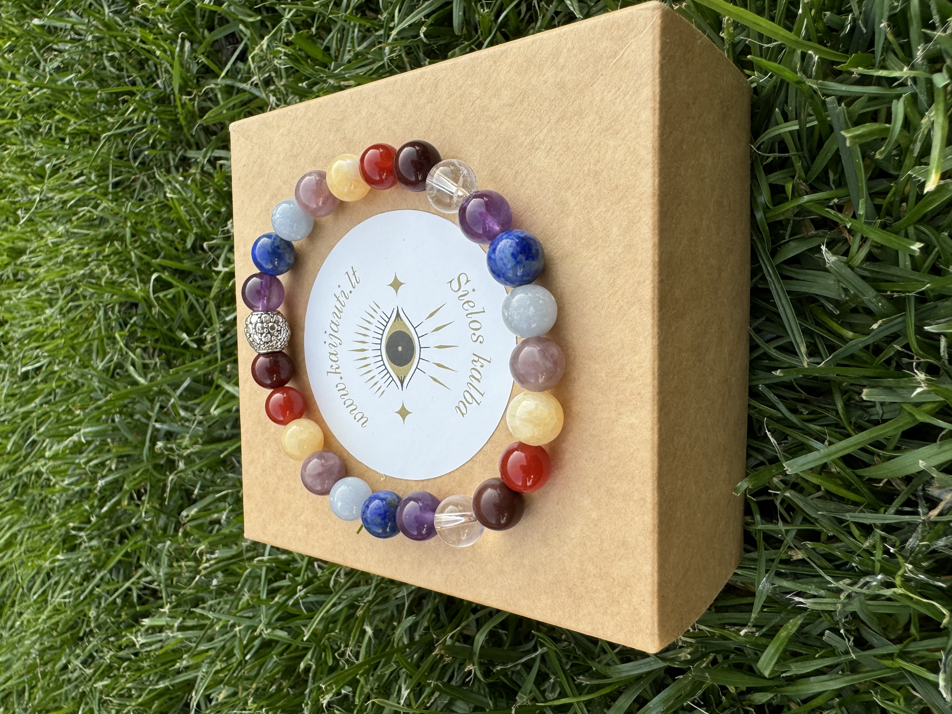 Rankų darbo apyrankė "7 čakros" + AFIRMACIJA