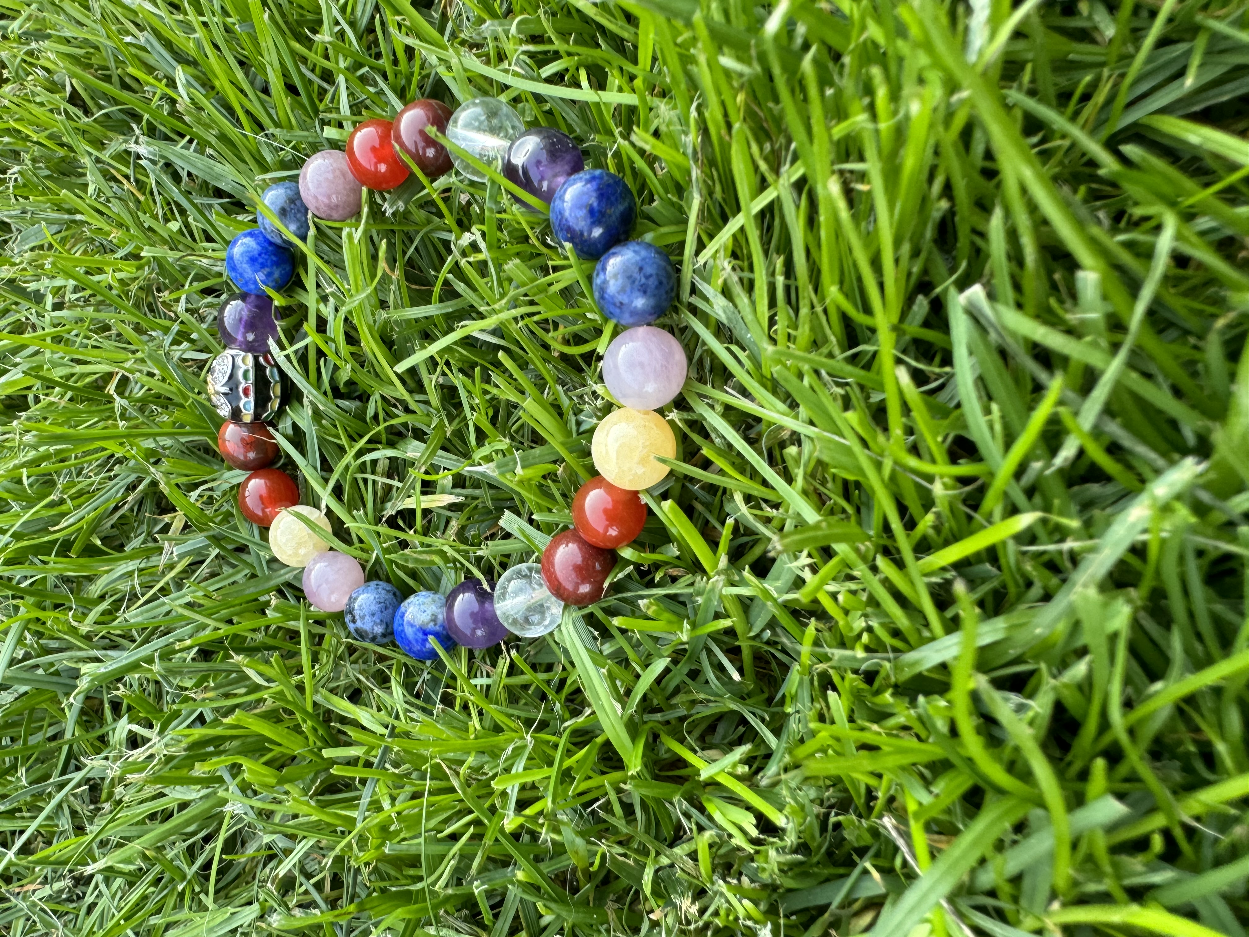 Rankų darbo apyrankė "7 čakros su pelėda" + AFIRMACIJA