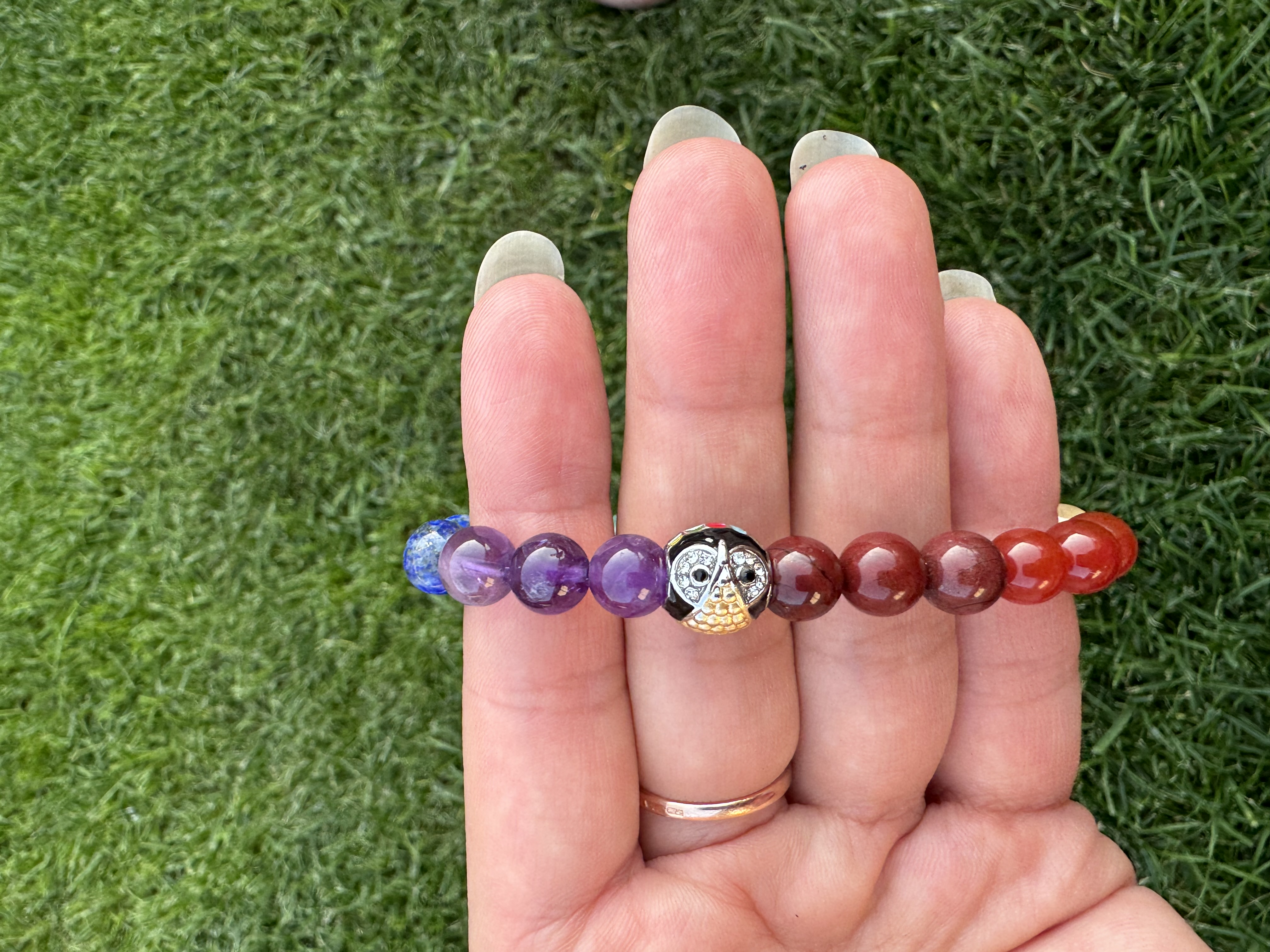 Rankų darbo apyrankė "7 čakros su pelėda" + AFIRMACIJA