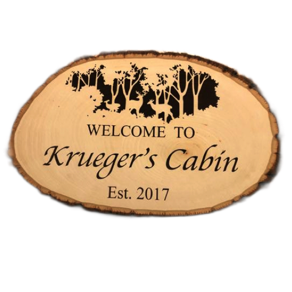 Custom engraving on live edge wood