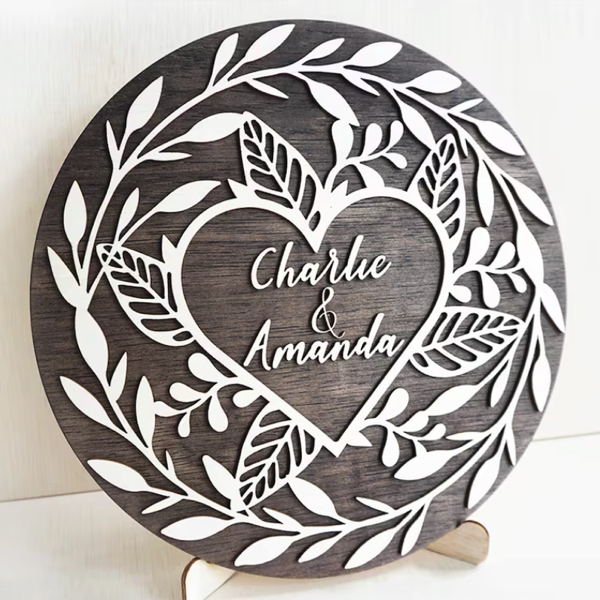 Personalized heart with leaf border
