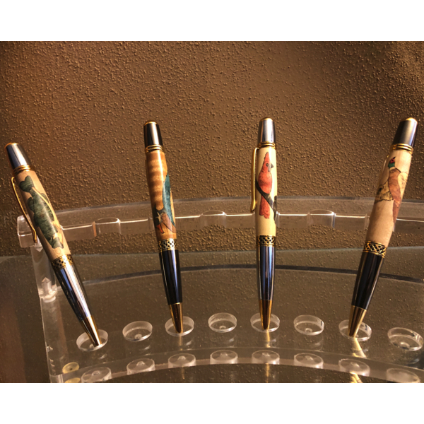 Titanium gold plated all wood inlaid pens