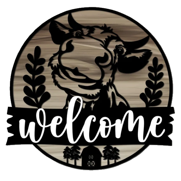 Happy cow welcome sign