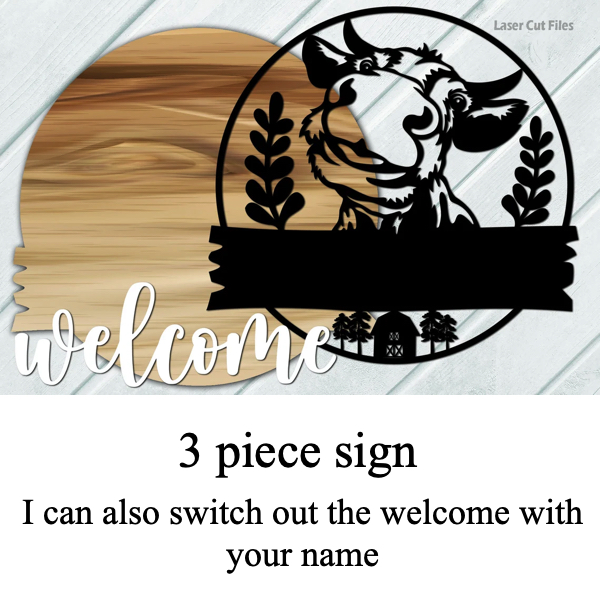 Happy cow welcome sign