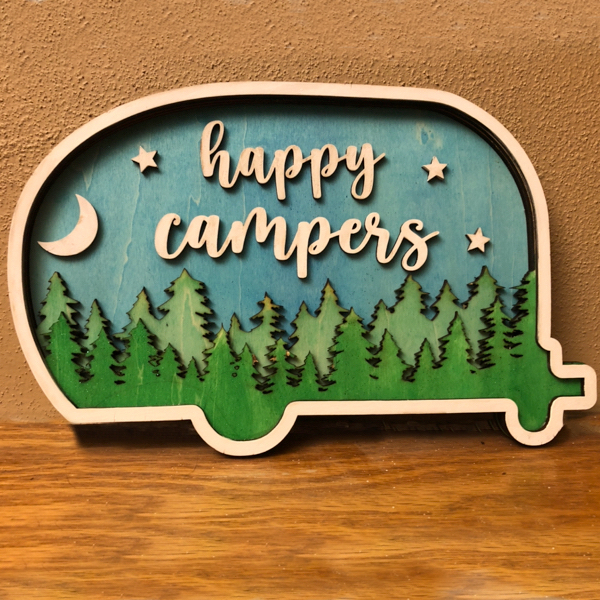 4 layer happy campers sign