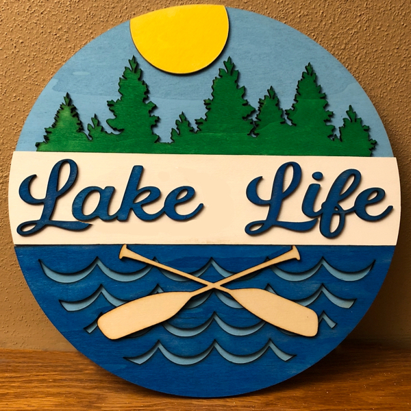 Lake Life 3 layer wall hanging