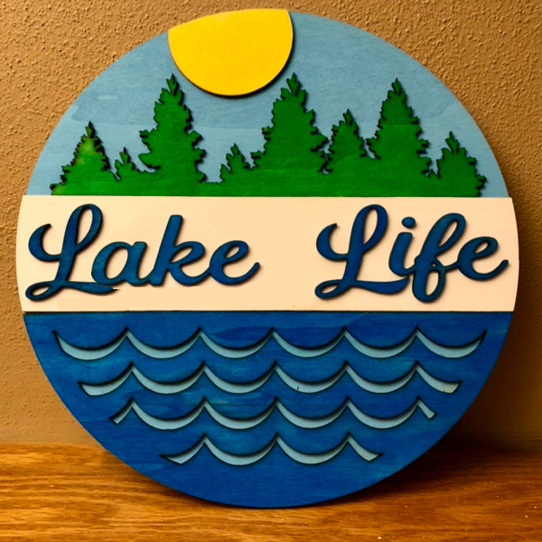 Lake Life 3 layer wall hanging