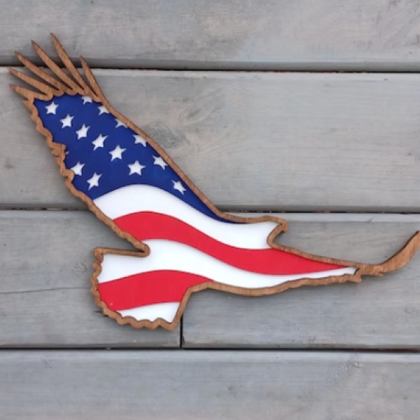 Eagle with flag inset
