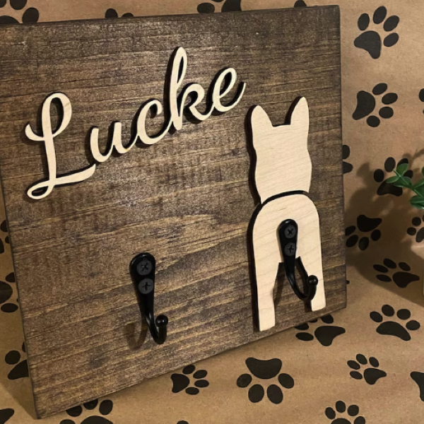 Custom dog leash or collar holder