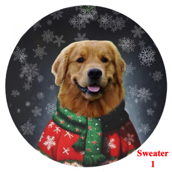 Personalized pet in a Christmas sweater or hat