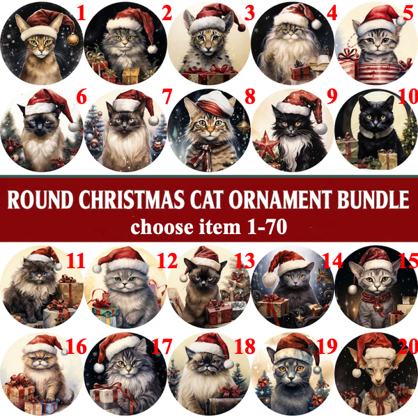 High resolution cat picture on Christmas ornament