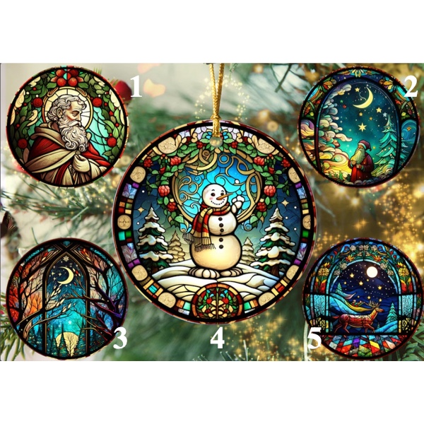 Stained glass effect ornaments