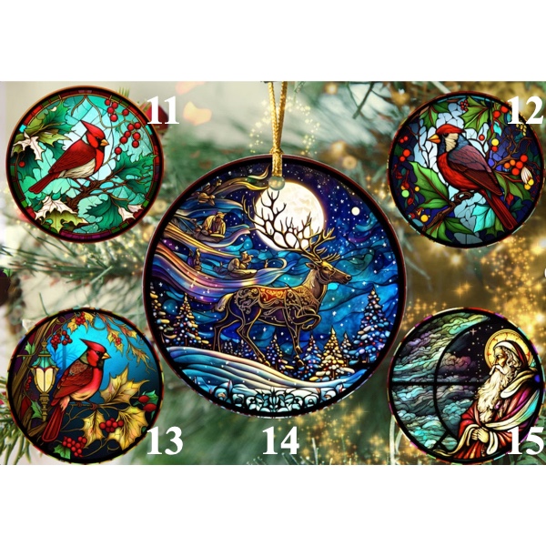 Stained glass effect ornaments