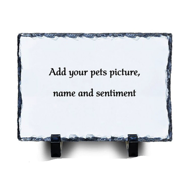 Pet memorial picture on slate