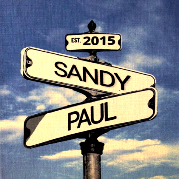 Street sign with names and year