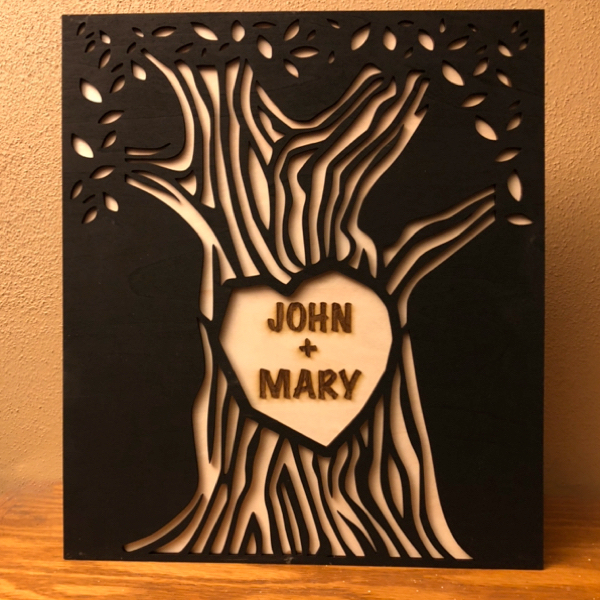 Tree carving with names