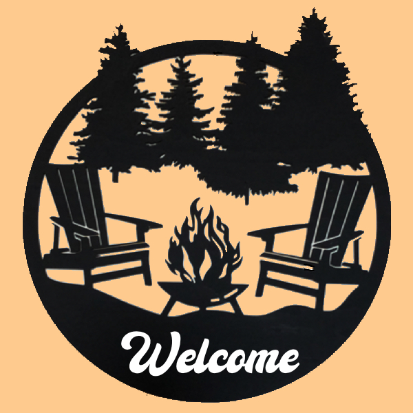 Firepit with adirondack chairs scene