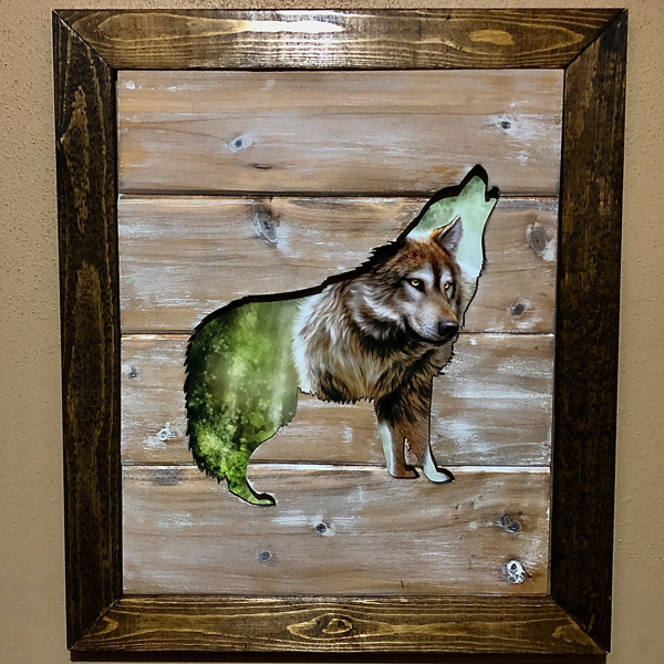 Wolf cutout with your choice of background