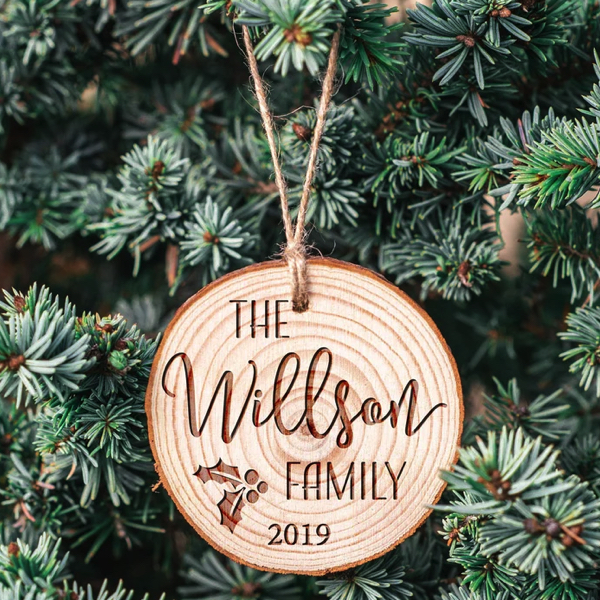 Custom wood slice ornament